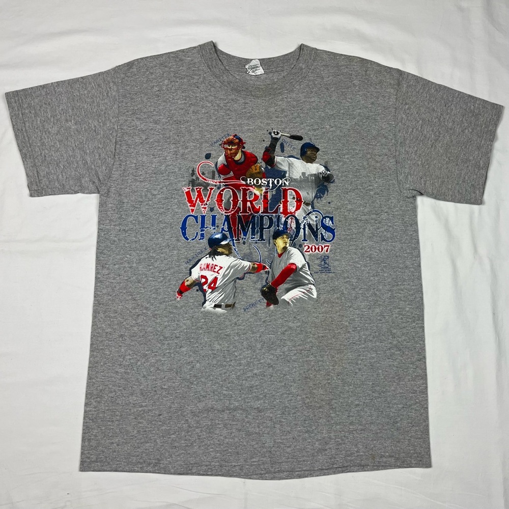 Vtg Boston Red Sox 2007 World Series Men’s T-Shirt Sz Large Y2K Grey A4
